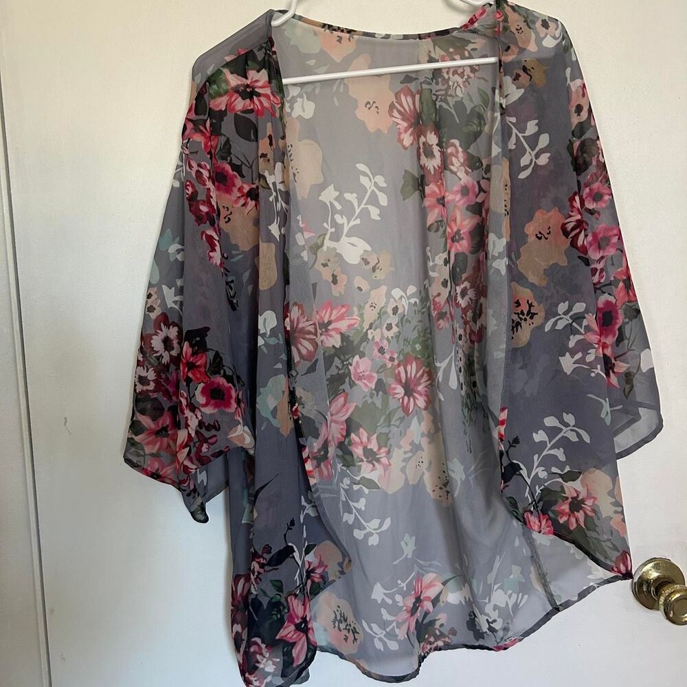 Purple Floral Boho Kimono